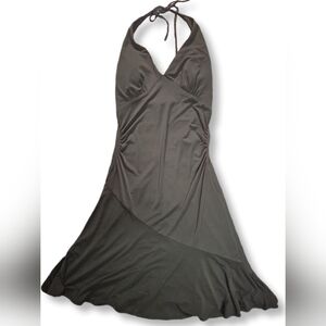 Vintage Y2K City Triangles Olive Green String Halter Asymmetrical Mini Dress